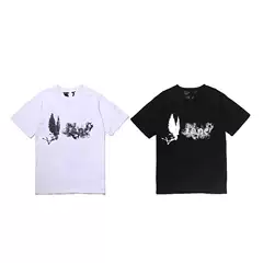 Factory Wholesale Supply Spring and Summer New Angel Splash Ink Smoke Big V Short-Sleeved T-Shirts for Men and Women Couple Bottoming Shirts