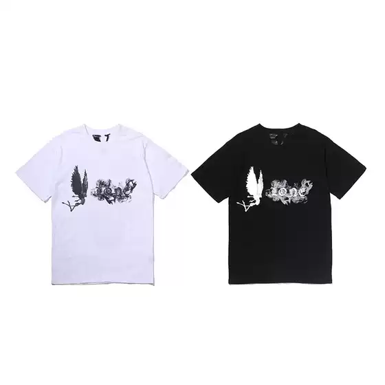 Factory Wholesale Supply Spring and Summer New Angel Splash Ink Smoke Big V Short-Sleeved T-Shirts for Men and Women Couple Bottoming Shirts