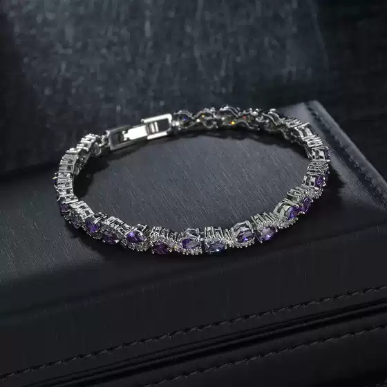 Qingxing zircon bracelet AAA zircon inlay fashion bracelet factory direct WH112 cross-border supply purple bracelet