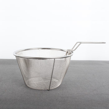 Wholesale 304 Stainless Steel Frying Basket Colander Screen Sieve Round French Fries Fried Blue Chef Household Frying Basket