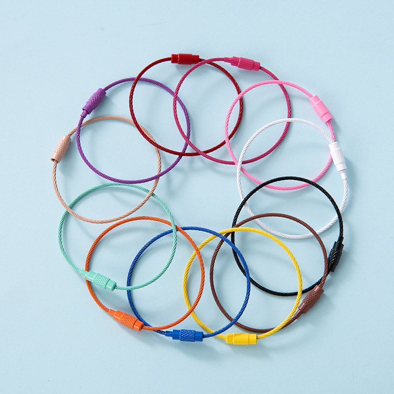 Color paint wire rope key ring key chain diy jewelry accessories paint wire ring creative pendant wholesale