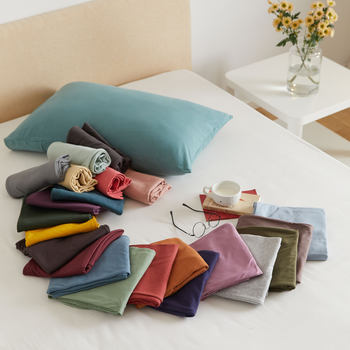 2020 unprinted plain knitted cotton quilt cover four-piece bed sheet pure cotton solid color simple single pillowcase single product wholesale