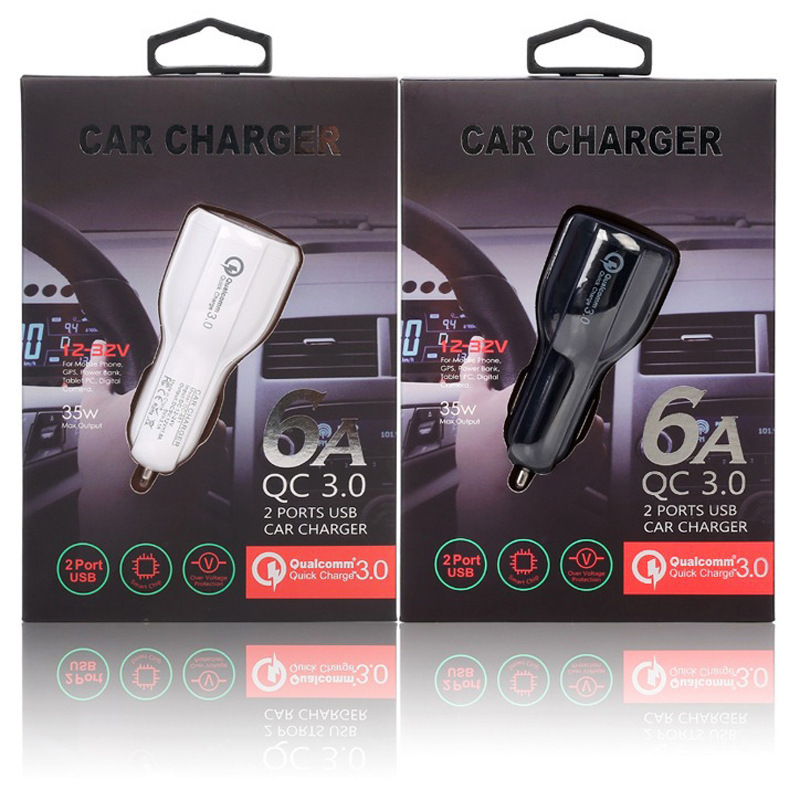 Qc3.0 Fast Charging Car Charger Car Bowling Ball Dual USB Car Charger 6A Halo Charging Head Dual USB Fast Charging