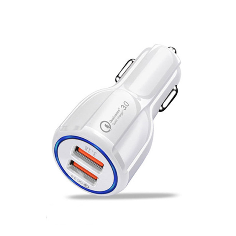 Qc3.0 Fast Charging Car Charger Car Bowling Ball Dual USB Car Charger 6A Halo Charging Head Dual USB Fast Charging