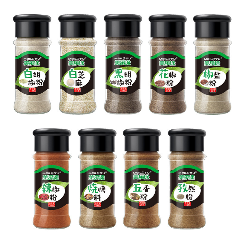 Seasoning pepper salt cumin powder chili powder barbecue sauce garlic spiced chives white sesame black pepper 9 bottles combination