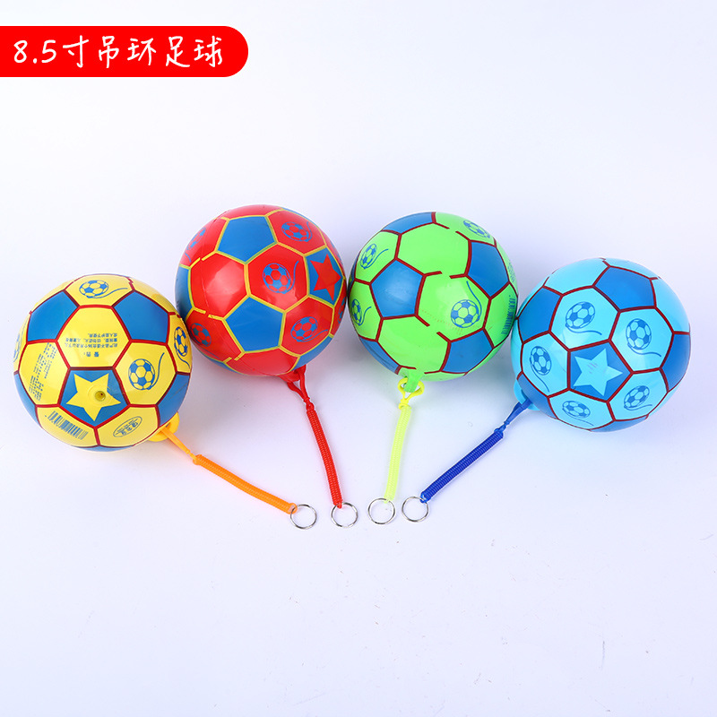 Inflatable Toy Ball with Spring Rope Chain, 8.5inch Hanging Rings, Soccer Ball for Kids, Baby Soccer Ball, Wholesale, Eco-Friendly