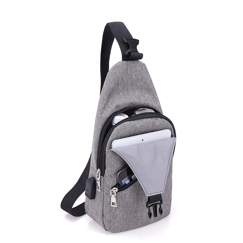 Feisha Chest Bag Men's Korean Style Trendy Canvas Outdoor Small Backpack Chest Fashion Bag Shoulder Bag Crossbody Bag Waist Bag