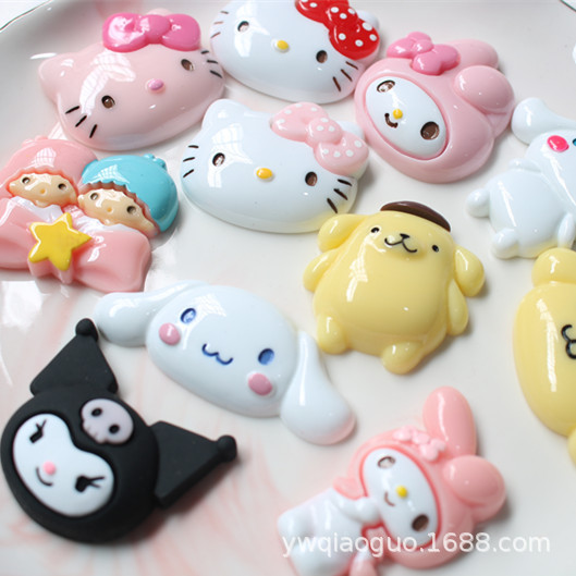 diy树脂配件猫头饰品收纳盒水杯冰箱贴装饰贴片 手机壳奶油胶材料