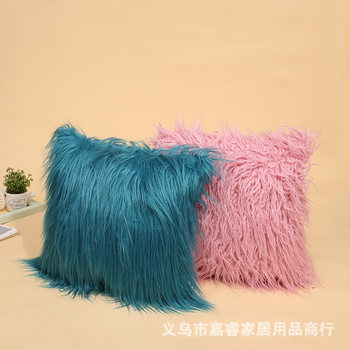 Solid Color Plush Pillowcase Amazon Cross-border Hot Beach Wool Imitation Square Solid Color Cushion Pillowcase