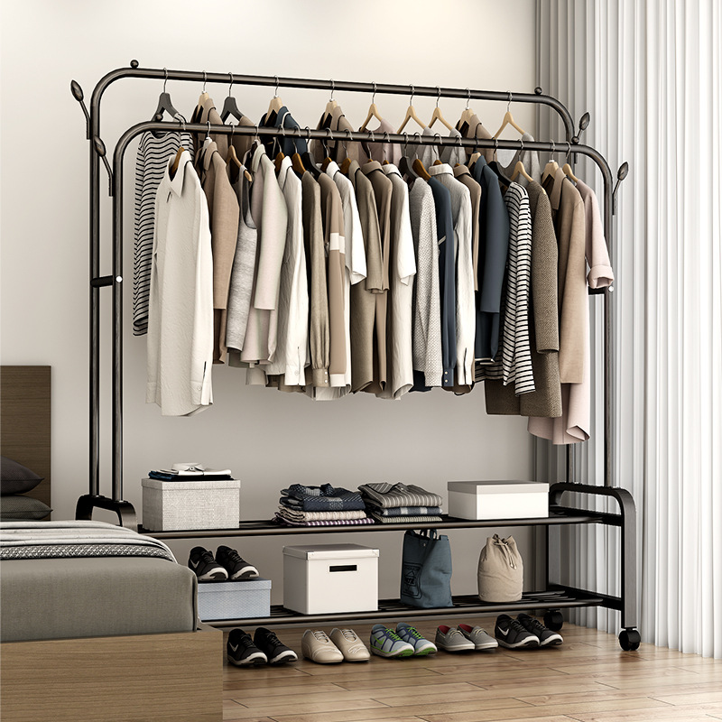 Simple Clothes Drying Rack Floor-Standing Bedroom Clothes Rack Indoor Balcony Home Clothes Drying Rack Dormitory Clothes Rod Coat Rack