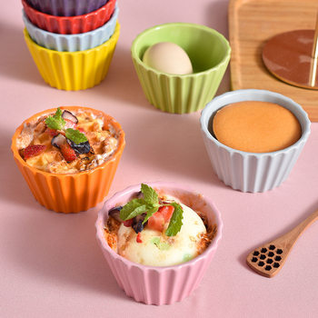 Ceramic Baking Bowl Household Creative Shufulei Cake Pudding Cup Mousse Cup Steamed Egg Internet Celebrity Oven Dessert Bowl