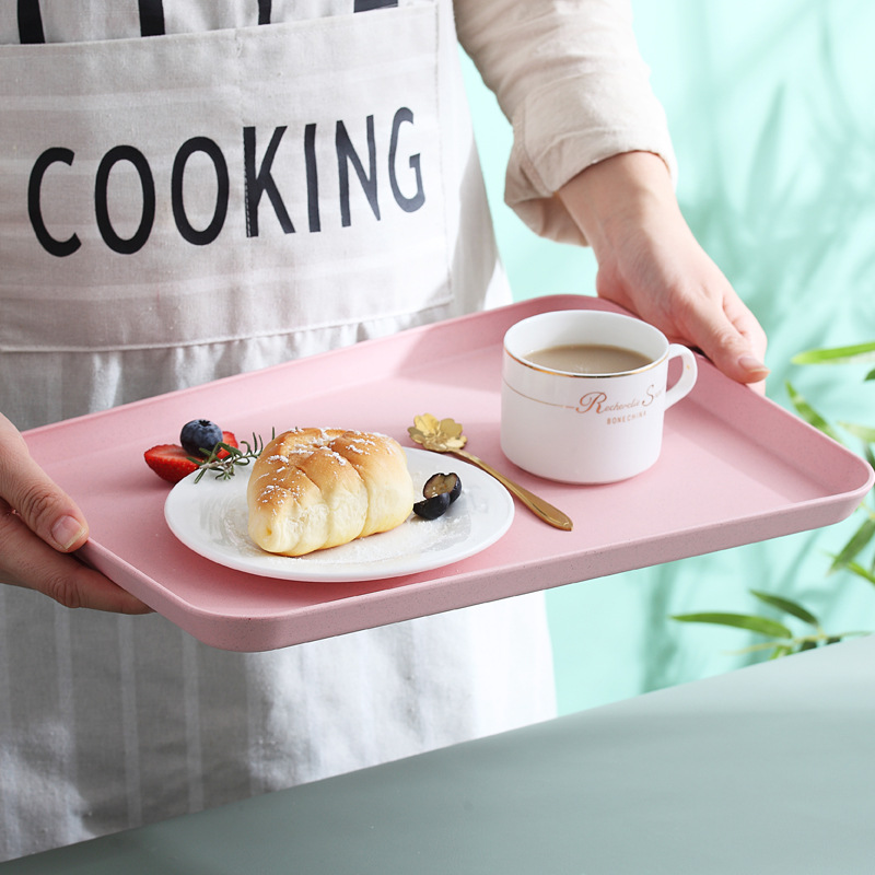 Tea Tray Living Room Cup Tea Cup Tray Household Rectangular Water Cup Tea Cup Plate Fruit Plate Nordic ins Plastic