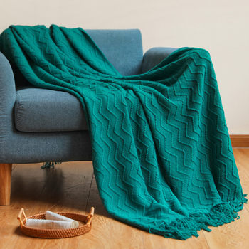 Sofa Blanket, Thickeneded Blanket, Knitted Tassel Blanket, Office Air-Conditioning Blanket, Bedside Blanket, Cross-Border Nap E18