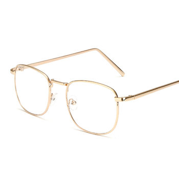 Cross-border Retro Square Glasses Frame Men's and Women's Decorative Mirror Stainless Steel Flat Mirror Fashionable Myopic Glasses Frame