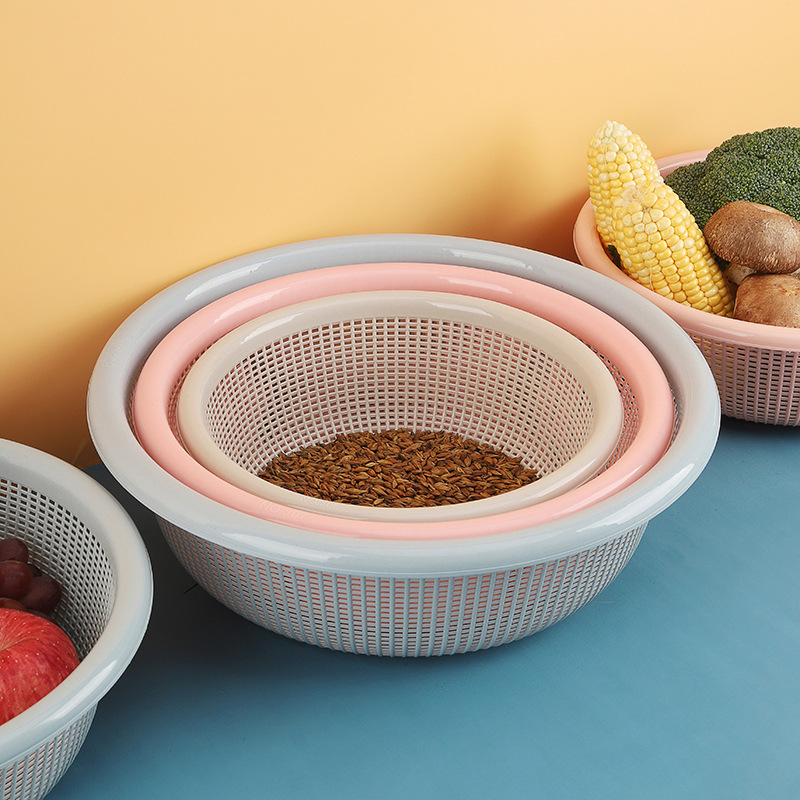 Kitchen Washing Vegetable Basket Drain Basin Plastic PP Washing Fruit Basin Pool Storage Basket Tableware Washing Vegetable Basin Rice Washing Basket