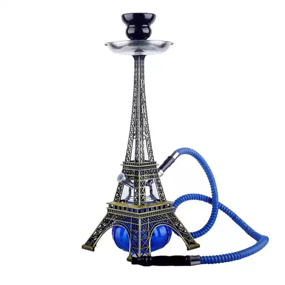 Cross-Border Metal Eiffel Tower Hookah Arabic Double-Tube Paris Tower Hookah Set Shisha