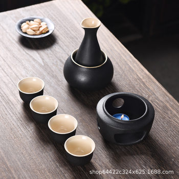 Ceramic Chinese style warm wine pot wine set white wine separator yellow wine small wine glass one pot four cups customized logo for guests