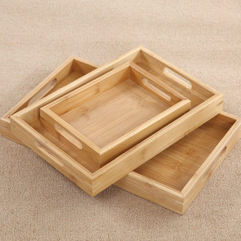 Restaurant Japanese Bamboo Tray Tea Tray Rectangular Bamboo Tea Tray Wooden Barbecue Tray Simple Solid Wood Tray