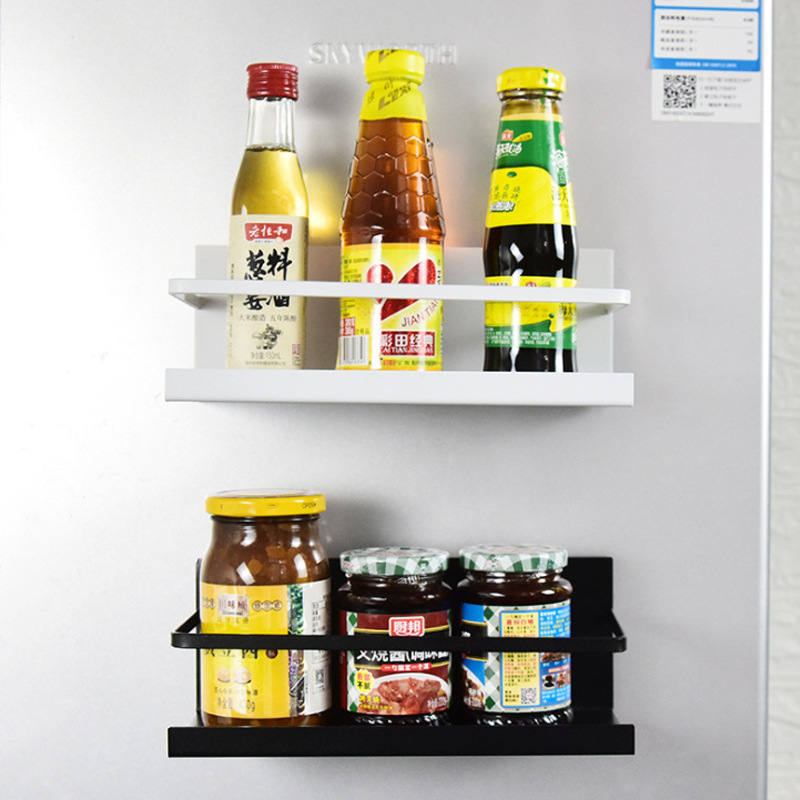 Refrigerator Storage Rack Kitchen Hanger Storage Arrangement Rack Magnetic Suction Refrigerator Side Rack Punch-Free Side Storage Rack