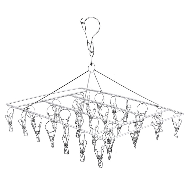 Guangkai Stainless Steel Sock Rack with Multiple Clips, Drying Rack, Clothes Rack Factory, Double-Layer Round Thickened Solid 20 Clips