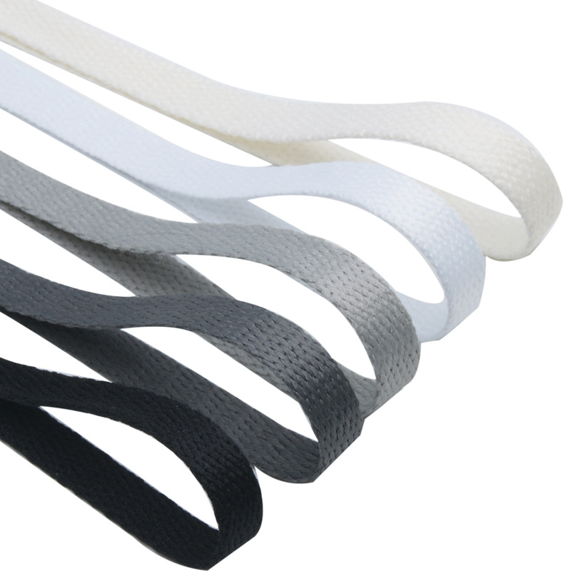 Factory Spot Colorful 8mm Single Layer Flat Shoe Rope Sports Flat Shoelace Hat Windproof Flat Strap Polyester Flat Rope