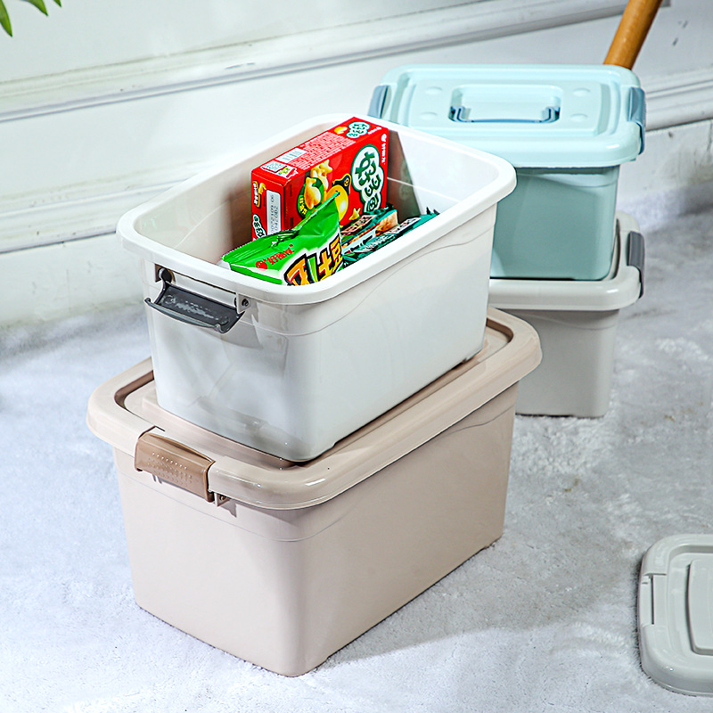 Transparent Storage Box Plastic Multi-Functional Portable Solid Color Miscellaneous Storage Box Baby Clothes Organizing Box Wardrobe