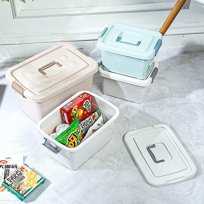 Transparent Storage Box Plastic Multi-Functional Portable Solid Color Miscellaneous Storage Box Baby Clothes Organizing Box Wardrobe