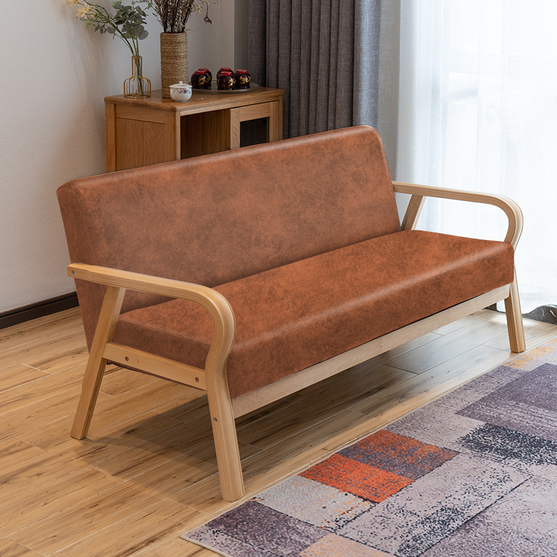 曲木扶手现代沙发新款田园布艺双人单人客厅实木日式简易沙发椅