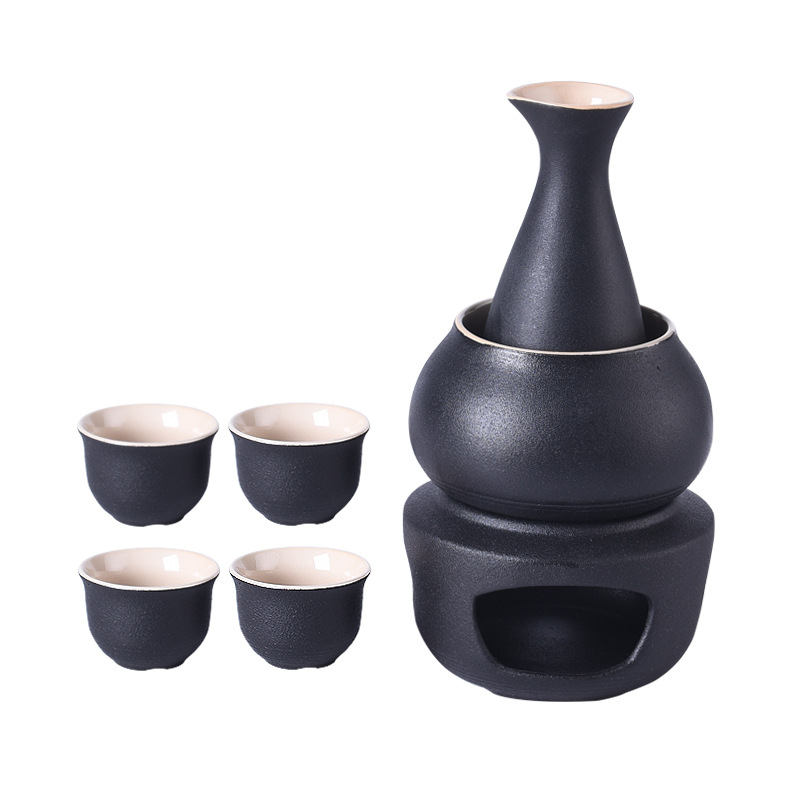 Ceramic Chinese style warm wine pot wine set white wine separator yellow wine small wine glass one pot four cups customized logo for guests