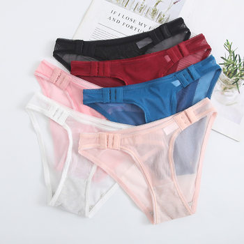Girl's Underwear Japanese Women's Pure Cotton Crotch Low Waist Girl's Sexy Mesh Transparent Non-marking Women's Briefs Fun