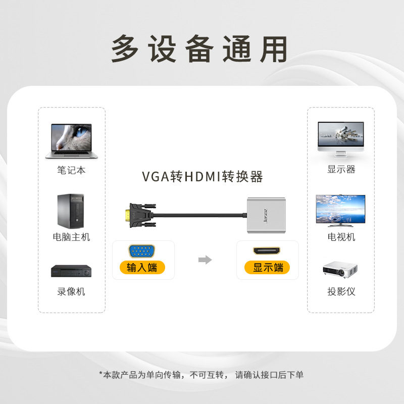 Jessen G110 VGA to HDMI converter VGA male/HDMI female oxygen-free copper core HD converter