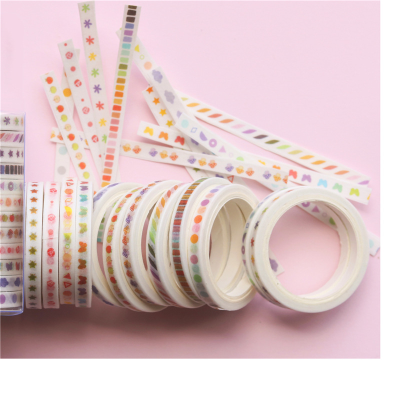 Cross-Border Stickers, Foreign Trade Supply, Fine Washi Tape, Gradient Thin Border DIY Decorative Journal Tape