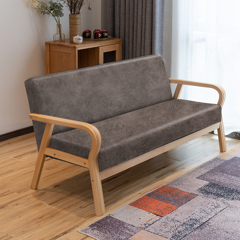 曲木扶手现代沙发新款田园布艺双人单人客厅实木日式简易沙发椅