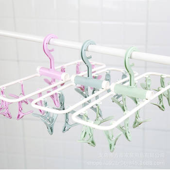 Multi-clip Drying Rack Multifunctional Folding 12-clip Clothes Drying Pin Underwear Socks Pin Drying Hanger Children's Drying Rack