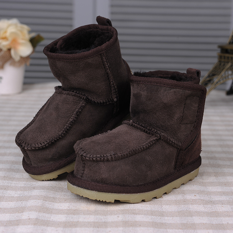 Factory Direct supply wool integrated children's shoes winter warm sheepskin fur integrated small children's cotton shoes Children's snow boots