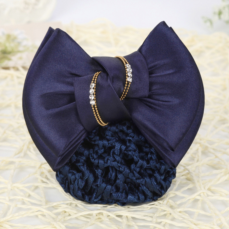 Professional Flower Hair Net Hair Accessories Korean Bow Chain Bank Hotel Mobile Stewardess Nurse Hairpin