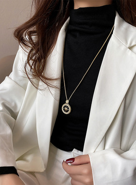 精致微镶八芒星卫衣项链女轻奢小众毛衣链级感气质网红嘻哈饰品