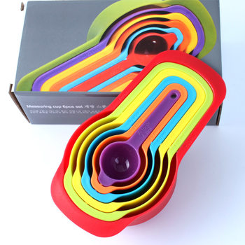 Color Box Packaging Food-Grade DIY Measuring Spoons Colorful Plastic Measuring Spoons with Scale 6-Piece Set Measuring Spoons Baking Tools Spoons