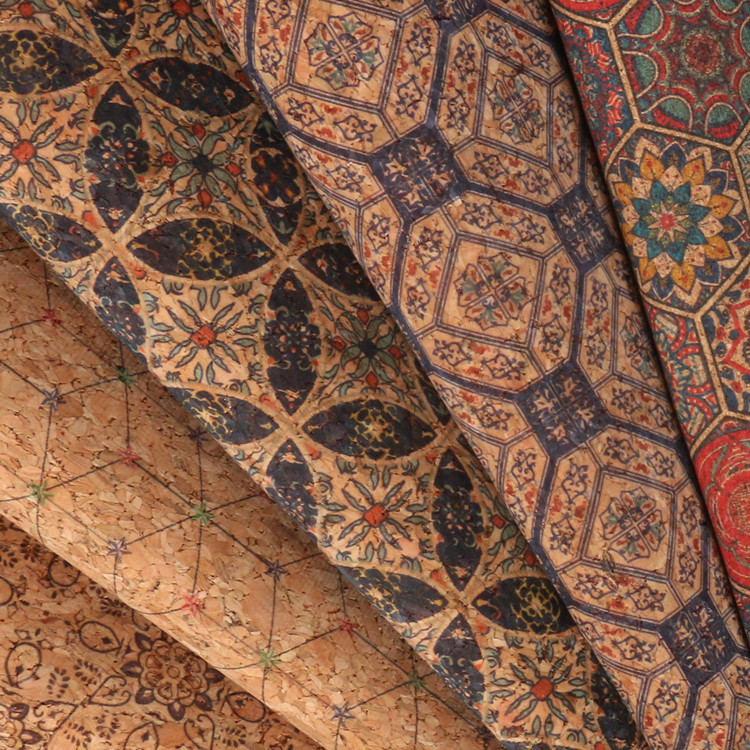 Artificial Leather Cork Print Pu Leather Luggage Handbag Fabric Wood Grain Decorative Leather Stationery Box Packaging Leather