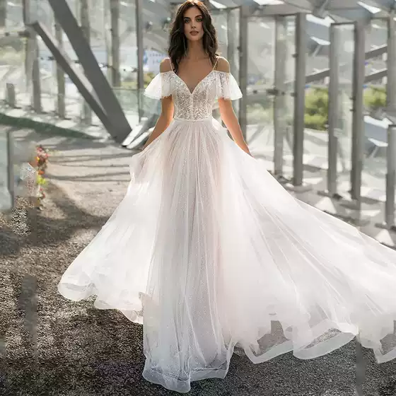 2025 Cross-Border Spring New European and American Large Size Wedding Dress Slimming Look Floor-Length Lace Dress for Fat People