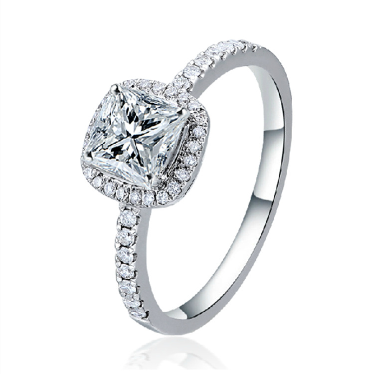 Cross-Mirror Classic Six-Claw Ring, High-End Heart Zircon Women's Ring, Environmentally Friendly Diamond Ring, European and American Luxury Trendy Jewelry Customization