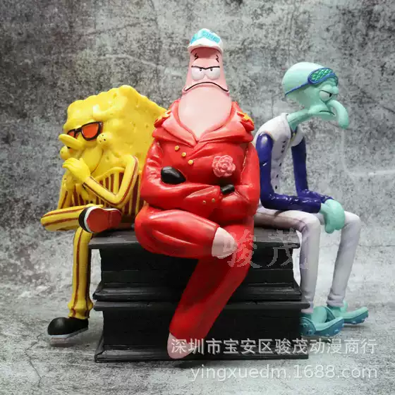 One Piece GK KMG Three Admirals SpongeBob Patrick Star Akainu Kizaru Figure Model Ornament