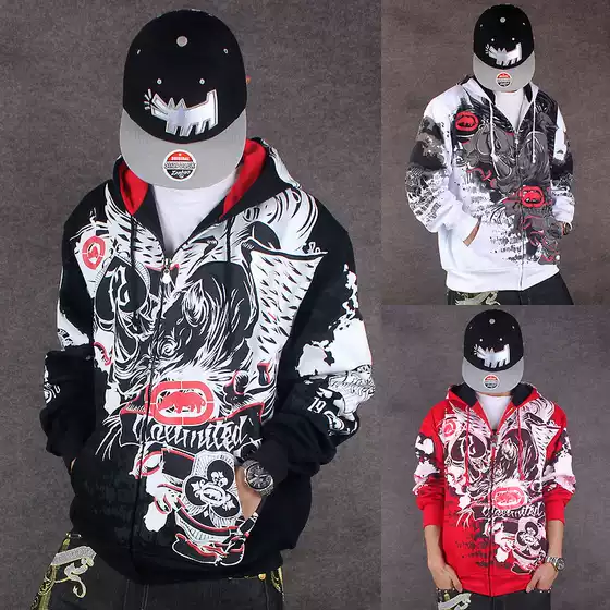 Autumn and Winter European and American HIPHOP Fashion Brand Street Dance Graffiti Hooded Jacket Hip-hop Sweatshirt Casual Plus Size Men's Wear