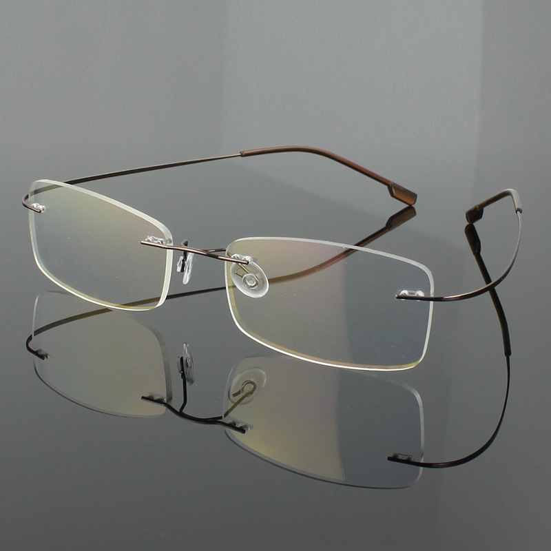 Danyang wholesale steel wire rimless glasses for men and women Ultra Light super elastic super tough alloy glasses frame without screws