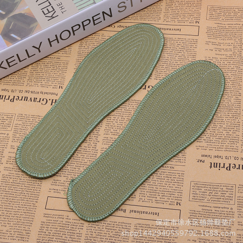 Maizhutong Manufacturer Directly Supplies Plastic-Sealed Military Green Insoles for All Seasons, Military Training Sports Insoles, Height-Increasing, Sweat-Absorbing, Breathable Full Insoles