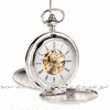 Metal White Polished Double Open Cover Mechanical Pocket Watch Retro Glossy Student Gift Commemorative Pocket Watch