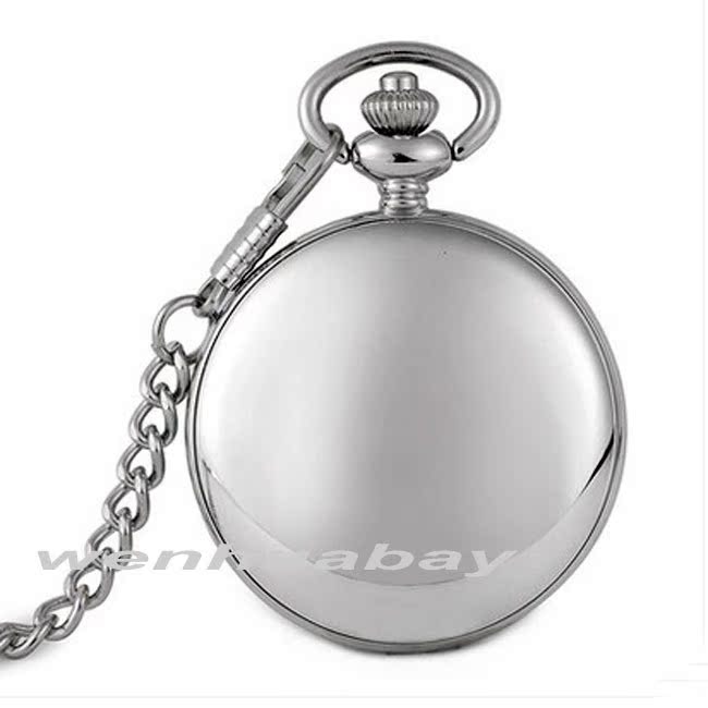 Metal White Polished Double Open Cover Mechanical Pocket Watch Retro Glossy Student Gift Commemorative Pocket Watch