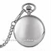 Metal White Polished Double Open Cover Mechanical Pocket Watch Retro Glossy Student Gift Commemorative Pocket Watch