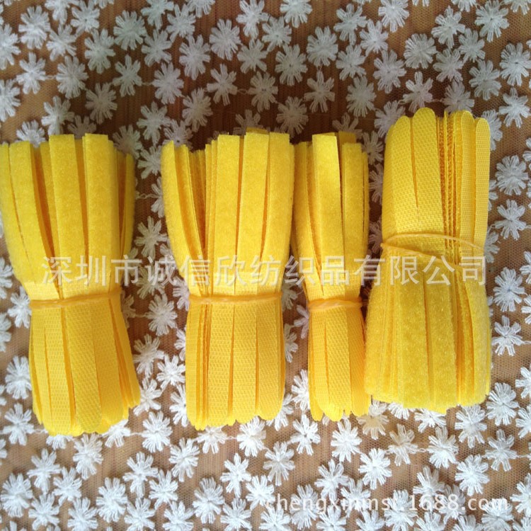 Yellow back-to-back tie telecom chassis tie hook and loop tie 10*100MM long in stock wholesale