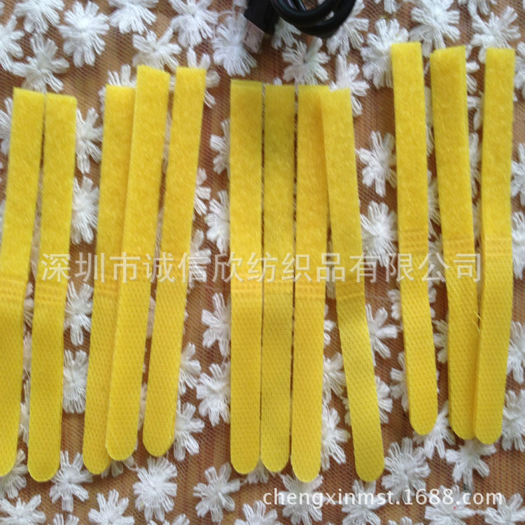 Yellow back-to-back tie telecom chassis tie hook and loop tie 10*100MM long in stock wholesale